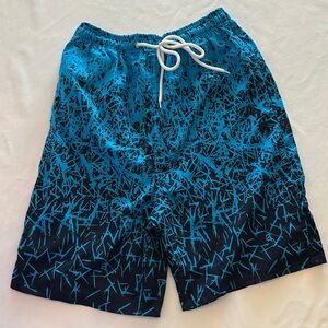 Blue Patterned Men's Swim Shorts